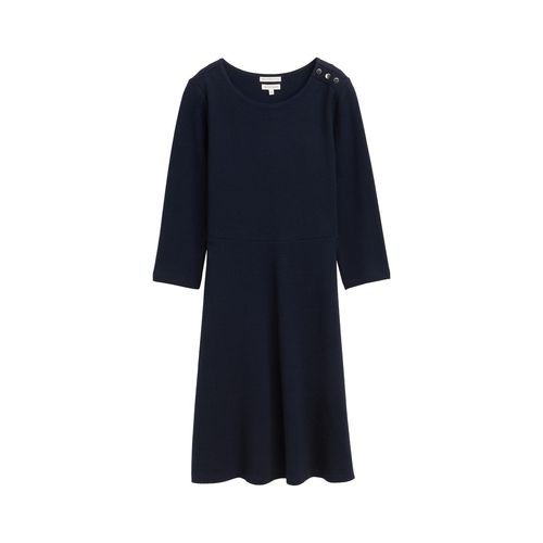 TOM TAILOR Damen Jerseykleid mit Knopf-Details, blau, Uni, Gr. 44