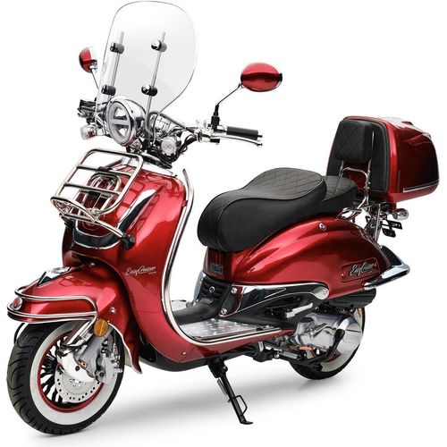 Motorroller Retro EasyCruiser Dunkelrot 50 ccm 45 kmh Moped Scooter
