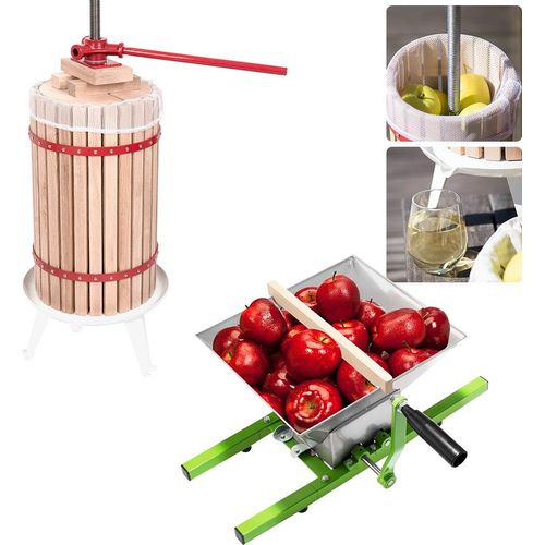 XMTECH 30L Obstpresse Presstuch Mechanische Saftpresse Weinpresse Apfelpresse Fruchtpresse Beerenpresse + 7L Obstmühle Obstzerkleinerer