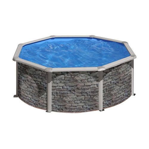 Stahlwandpool Gre GIANT Rundpool rund 350 x 120 cm stein