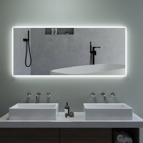 LED Badezimmerspiegel Touch 160x70cm, Kaltweiß Neutral Warmweiß Einstellbar, Beschlagfrei,IP44