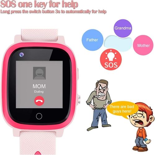Kinder-Smartwatch IP67 Wasserdicht mit GPS-Position, Kamera, SOS, Anruf, Schrittzähler, Touchscreen, Video-Chat fur Android und IOS