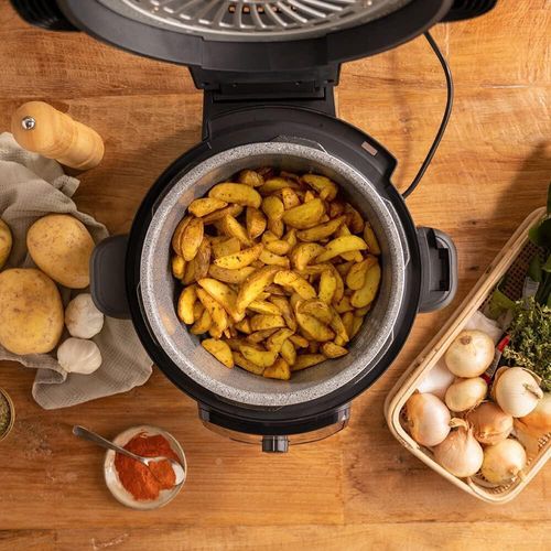 Topf mit Luftfritteuse und GM H Deluxe Fry Multifunktions-Küchenmaschine. 6 Liter, Vorwärtsdeckel, programmierbar, 24 Stunden Temperatur einstellbar