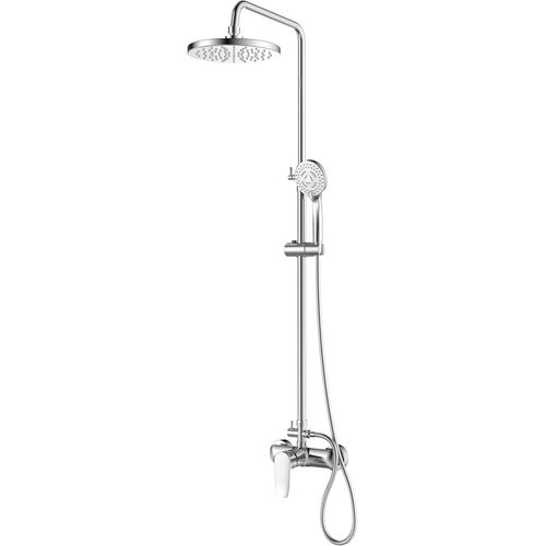 Duschsystem mit Einhebelmischer, YOOZENA Duschset mit Regendusche, Duschkopf mit 3 Strahlarten, Duscharmatur und Duschstange in rundem Chrom –Modernes