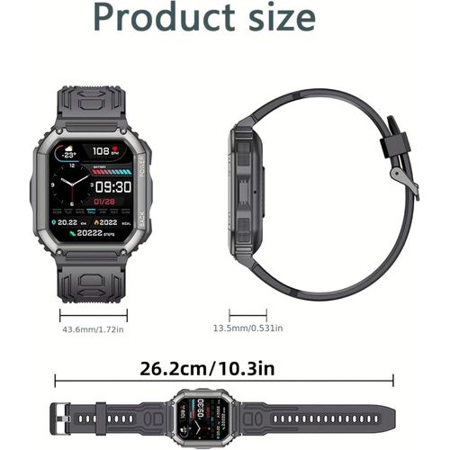 Herren Smartwatch mit Telefonfunktion, AMOLED 5ATM wasserdichte Fitness Taschenlampe Schrittzähler, Herzfrequenz, SpO2, Sportuhr, Aktivitätstracker