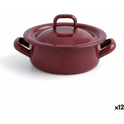 Topf mit Deckel Quid Clasico Esmalte Braun Ø 10 cm (12 Stück)