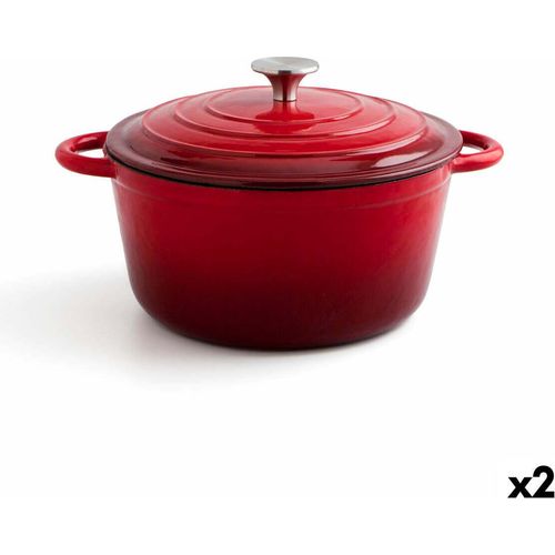 Topf mit Deckel Bidasoa Fierro Rot Ø 24 cm 3,7 L (2 Stück)
