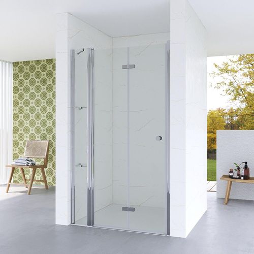 Falttür Drehtür Duschwand Nischentür,Nanoglas,Pendeltür Dusche Duschabtrennung Duschkabine,Duschtür Schwingtür,100x187cm,Rahmenlos
