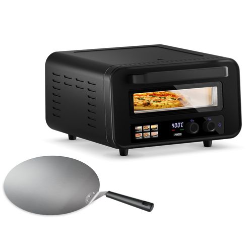 Princess Pizzaofen Pro Max, 15L, 400°C, Digitales Bedienfeld, 2100W, Pizzastein & Schaufel, Ober-/Unterhitze, Timer, Kühle Tür, Innen und Außenbereich