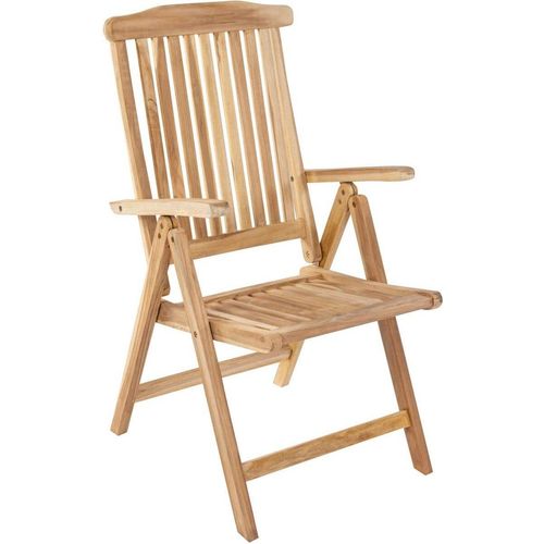 Hochlehner Aruba, Teakholz massiv, 5-Fach Verstellbarer Gartenstuhl, Klappstuhl für Balkon, Terrasse, Wintergarten oder Garten, pflegeleichtes Unikat, Gartenmöbel aus Teak