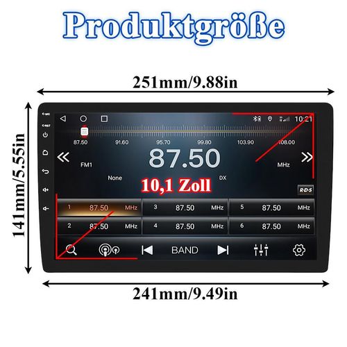 Einbau-Navigationsgeräte,Universelle Navigation im Auto,Carplay,WIFI,Android,10.1 Zoll,4+32G,8 Kerne