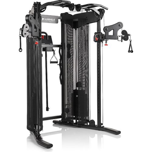HAMMER Kraftstation Autark 9.0, Fitnessstation für zu Hause, Fitness-Tower mit Doppel-Seilzugsystem und 2 Kabelzügen, 2 x 80 kg Gewichtsblöcke