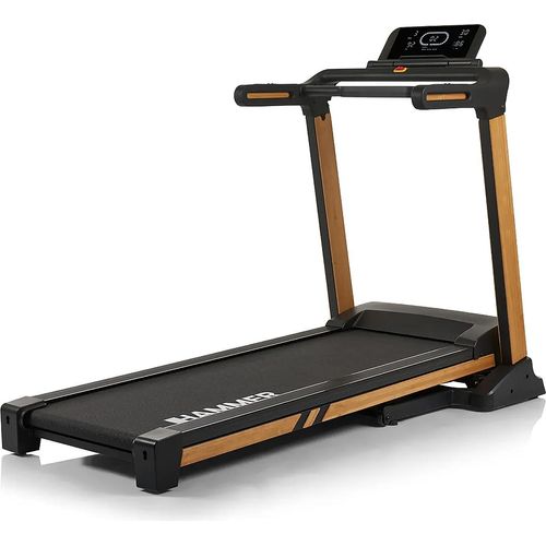 HAMMER Laufband FlyRun 6.0 NorsK, edles Holz-Design, Klappfunktion, LED/LCD-Display, Kinomap, Zwift, 31 Programme, 5,5 PS, 24 km/h, 12% Steigung