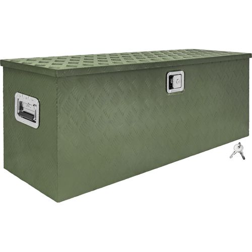 Deichselbox Grün Werkzeugkasten Truckbox Alu Box Anhänger Kiste mit Deckel Abschließbar Alubox Transportbox Werkzeugbox Aluminium Aufbewahrungsbox D210 trucky