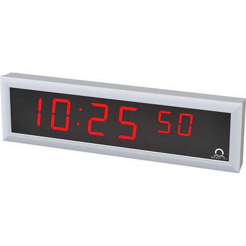 LED-Digitaluhr, HxBxT 118 x 423 x 39 mm, silber, rote LED kaiserkraft