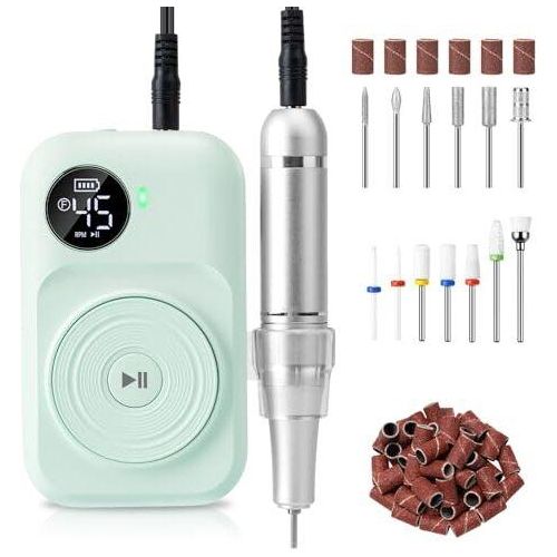 Nagelschneider -Gel -Nägel Professionelle 45000 U / min: Madenia Wireless 6 Metall- und 7 Keramikbits, tragbare Elektrodatei Acrylnägel, Maniküre, Sal