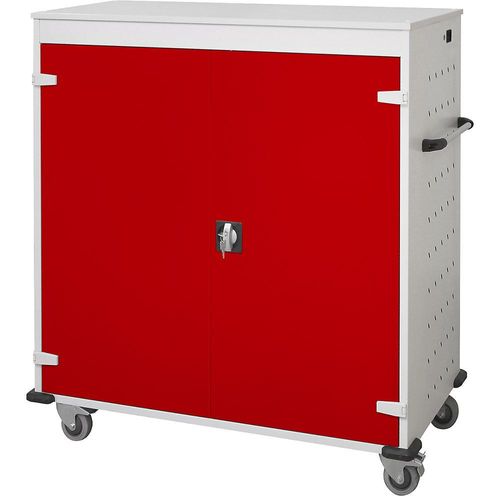 Laptop-Ladewagen, mit 30 Fächern, lichtgrau / verkehrsrot kaiserkraft