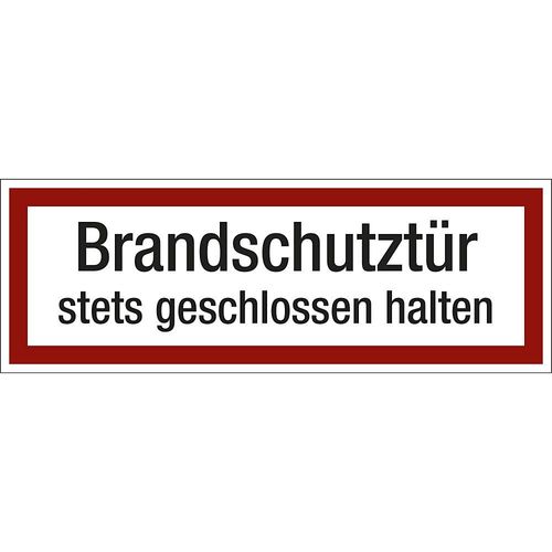 Brandschutzkennzeichen für die Feuerwehr, Brandschutztür stets geschlossen halten, VE 10 Stk, Folie, LxH 210 x 74 mm kaiserkraft