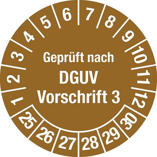 Geprüft nach DGUV, Dokumentenfolie, Ø 25 mm, VE 10 Stk, 25 - 30, braun kaiserkraft
