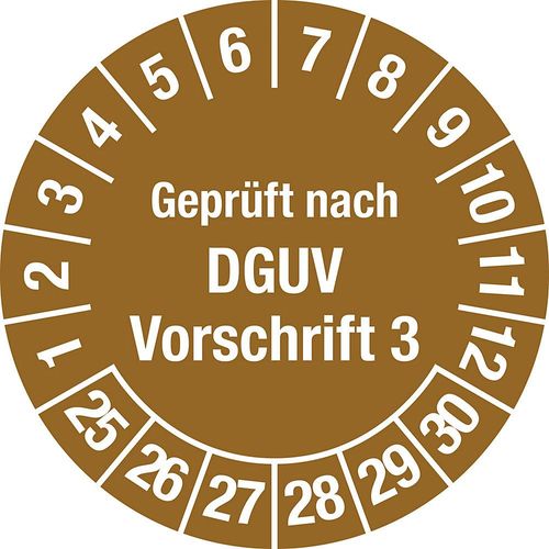Geprüft nach DGUV, Dokumentenfolie, Ø 30 mm, VE 10 Stk, 25 - 30, braun kaiserkraft