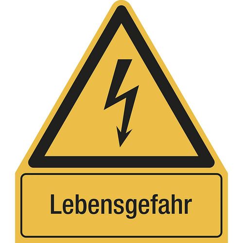 Kombischilder mit Text für Warnkennzeichen, Lebensgefahr, VE 10 Stk, Kunststoff, LxH 210 x 240 mm kaiserkraft
