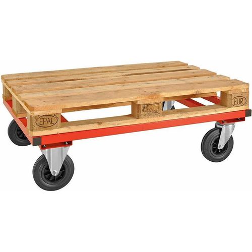 Paletten-Fahrgestell, niedrig, 1.200 x 800 x 305 mm, 800 kg - rot