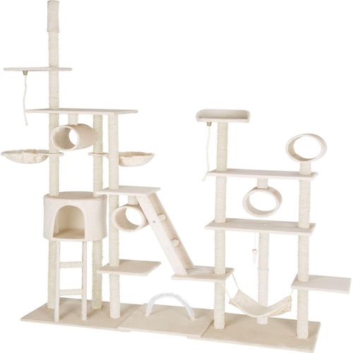 Kratzbaum Snooky 234 bis 261 cm inklusive 2 Treppen, 2 Spielkordeln, Kratzbogen, Deckenspanner und Kippschutz