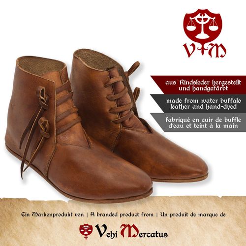 Mittelalter Schuhe Typ London einfach genagelte Sohle Braun Gr. 43