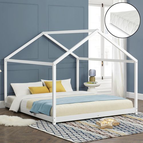 Kinderbett ’Cerro’ mit Matratze Hausbett 180x200cm Weiß