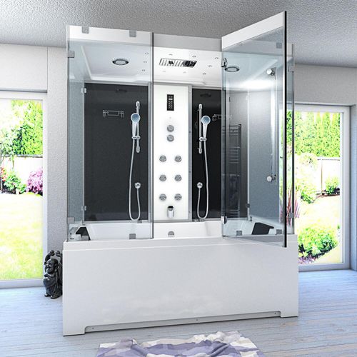 Kombination Badewanne Dusche K80-SW-EH-B-EA Duschtempel 180x100 cm OHNE Zusatzoption