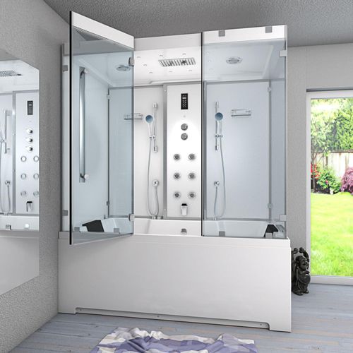 Kombination Badewanne Dusche K80-WS-EH-A-EC-SC-EA Duschtempel 100x180 cm Schlauchreinigung + Scheibenversiegelung