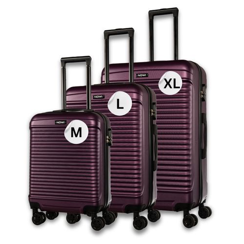 NOWI Kofferset Las Palmas – 3-teiliges Koffer Set, Zahlenschloss, 4 Doppelrollen, 360° drehbar, leicht & robust – Reisekoffer Set (metallic lila, Set)