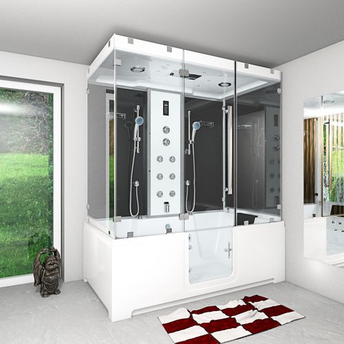 Kombination Badewanne Dusche K88-SW-EH-C-EA Duschtempel 180x100 cm OHNE Zusatzoption