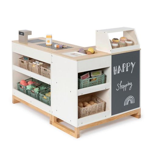 Musterkind Kaufladen Bollea , Weiß, Natur , Holz , 30x64x118 cm , unisex , EN 71, CE, FSC 100% , Spielzeug, Kinderspielzeug, Kaufladen & Zubehör