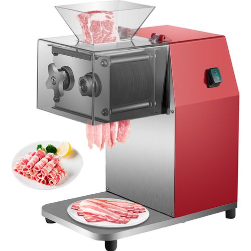 VEVOR Kommerzielle Fleischschneider, 850 W Fleischschneidemaschine 250 kg/St. Allesschneider, 3,5 mm Klingenabstand Aufschnittmaschine 90x90 mm Klingengröße Wurstschneidemaschine Gemüseschneider