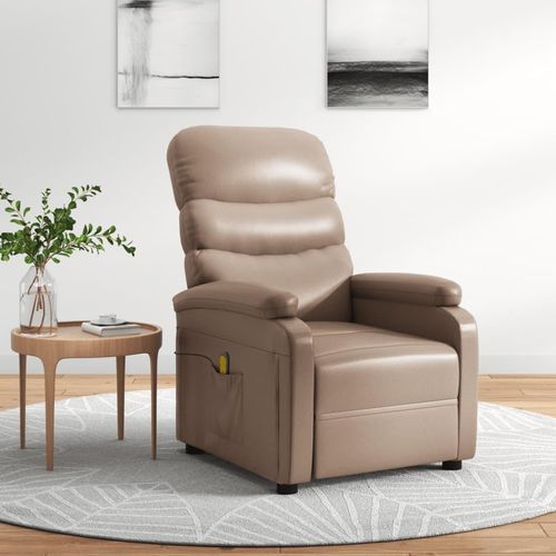 vidaXL Massagesessel Cappuccino Braun Kunstleder - Massagesessel - Massage Sessel - Massage TV-Sessel - Massage Fernsehsessel