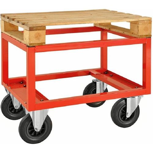 Paletten-Fahrgestell, hoch, 800 x 600 x 650 mm, 800 kg - rot