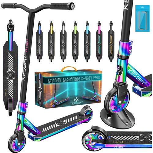 KESSER® Stunt Scooter X-Limit-Pro 360° Lenkung Funscooter Stuntscooter mit Ständer ABEC 9 Kugellagern, 110 mm PolyurethanRäder , Kickscooter Tretroller Cityroller Trick Roller für Kinder Erwachsene