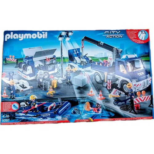 PLAYMOBIL 5097 THW Großeinsatz-Set mit elektrischem Licht & Motor City Action
