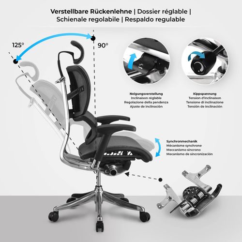 Bürostuhl HLO-CP65 Ergonomic grau