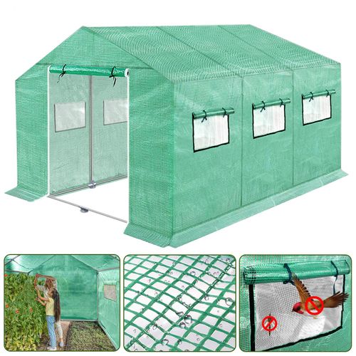 XMTECH 4,5x2x2m Foliengewächshaus Gewächshaus mit HDPE Gitterfoli 9 Gewächshäuser Tomatendach Gartengewächshaus für Blumen Pflanzen Wachsen