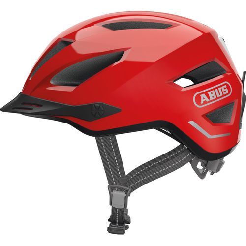 ABUS Stadthelm Pedelec 2.0 - Fahrradhelm mit Rücklicht und Regenhaube - für den Stadtverkehr - für Damen und Herren - Rot, Größe L (56-62 cm)