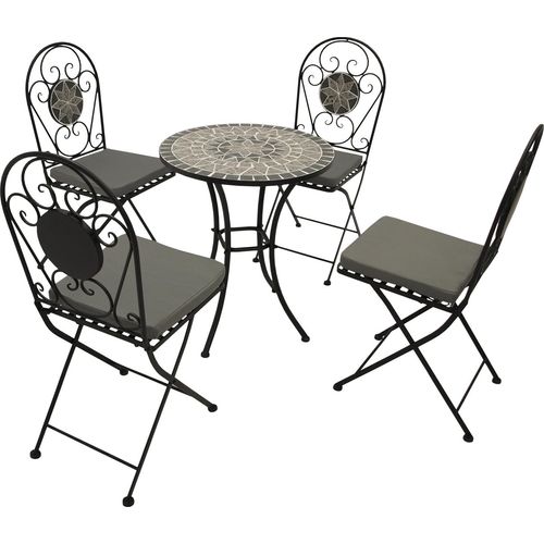Bistroset Gartenset 5-teilig Eisen + Mosaik grau