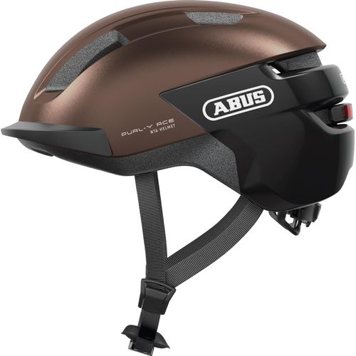 ABUS Fahrradhelm PURL-Y ACE mit LED-Licht – geeignet Fahrten auf E-Bike und S-Pedelec – trendiger NTA-Schutzhelm für Erwachsene und Jugendliche – Braun, Größe M (54-58 cm)