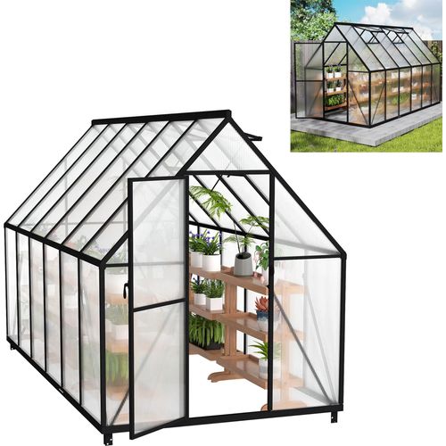 LZQ Gewächshaus Aluminium für den Garten, Mit 6 cm dickeres Fundament, 310v250×205 cm als Treibhaus Gartenhaus Winterfest Aufzucht Tomatenhaus Frühbeet und Pflanzenhaus