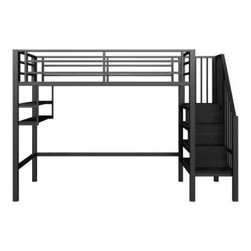 Hochbett 90x200 cm Ohne Matratze Schwarz Mit Stauraumleiter Einlegeboeden Gelaender Freiraum Unter Dem Bett Kinderbett Stauraumbett Jugendbett