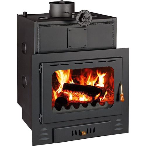 Kamineinsatz PRITY G W28 | 5 + 28,2 kW | Gesamt 33,2 kW | Ø200 mm | 66 l Wassertasche | Holzofen