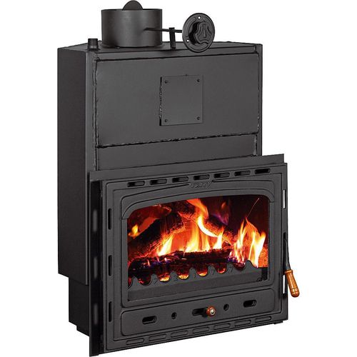 Kamineinsatz PRITY AC W20 | 5 + 20 kW | Gesamt 25 kW | Ø200 mm | Gusseisentür | Kompakt & Wasserführend