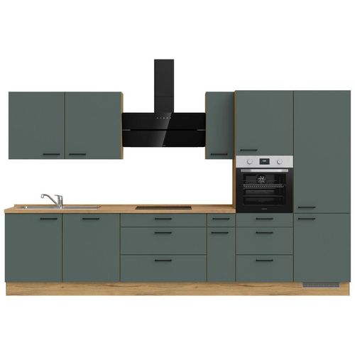 Nobilia Küchenleerblock Easytouch , Eiche, Dunkelgrün , Metall , nur wie online abgebildet bestellbar , 360 cm , Blauer Engel, Pefc, Goldenes M, Made