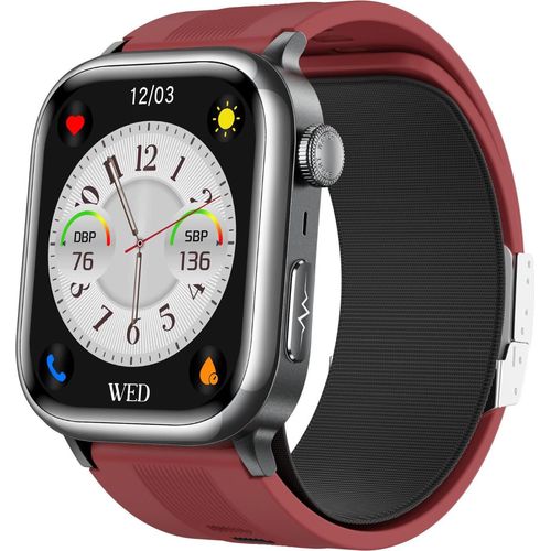 INF Smartwatch mit Blutdruckmessung, EKG & Bluetooth-Anruf, 2.06 Zoll Rot